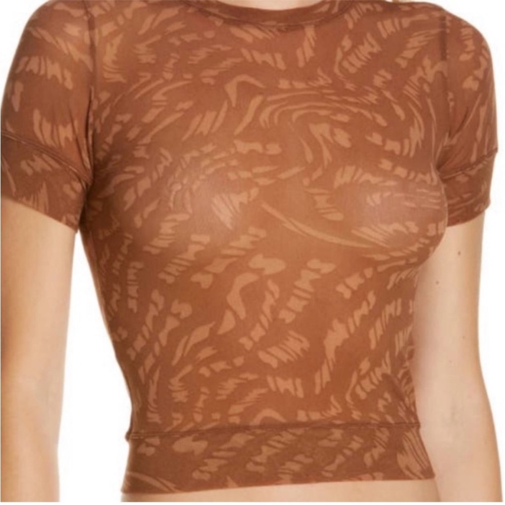 Skims Summer Mesh T-Shirt Top Latte Swirl